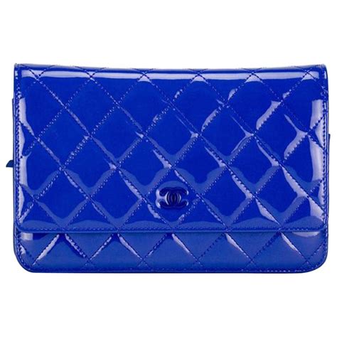 chanel blue patent wallet chain|Chanel wallet on chain price.